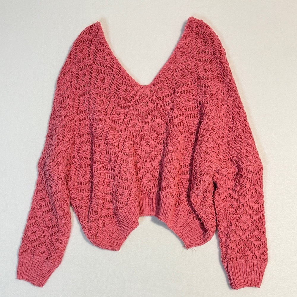 POL Women's V-Neck Sweater in Pink - Picture 2 of 4